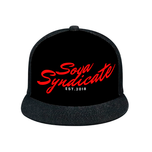 Sova Syndicate Cursive Logo Black  Denim Baseball Hat