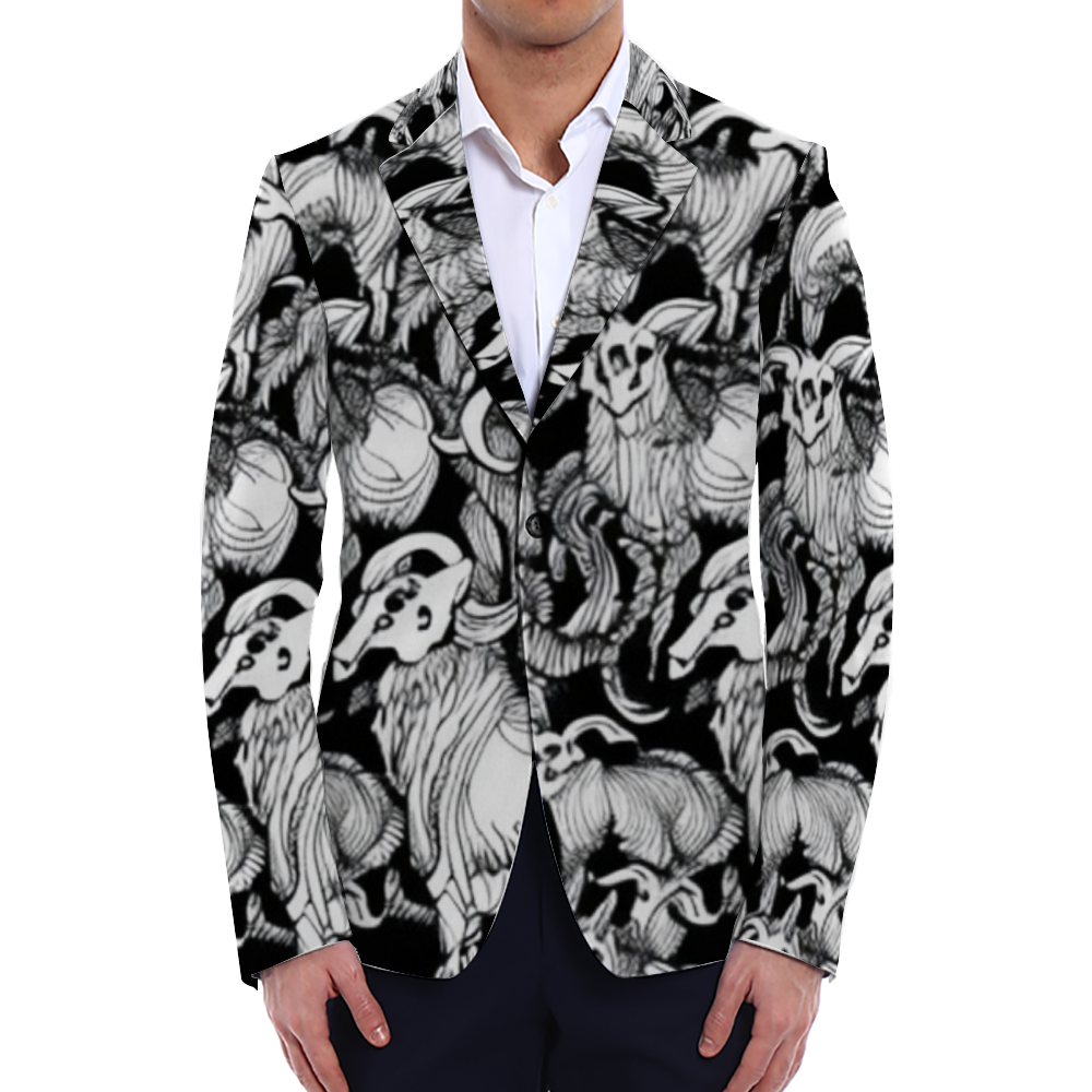 Sova Syndicate Black & White Goat Casual Suit Blazer Coat Fashion Light Coat