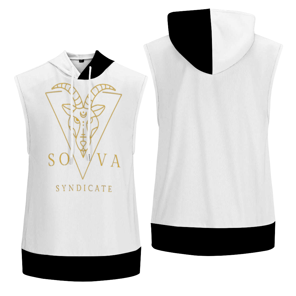 Sova Syndicate Sleeveless Long Hoodie Fashion Vest with Drawstring Hat