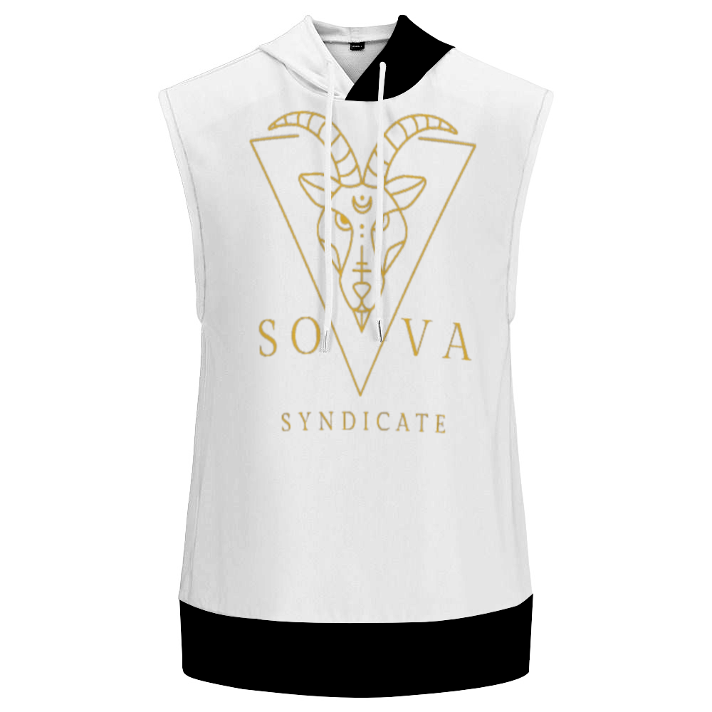 Sova Syndicate Sleeveless Long Hoodie Fashion Vest with Drawstring Hat